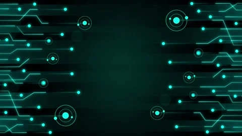 Futuristic circuit board pattern flows with glowing dots and circles. High .. Stock Footage 338240503