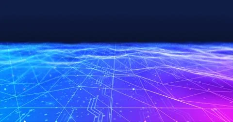 Futuristic Circuit Board Render With Bokeh Effects Illustrazione stock