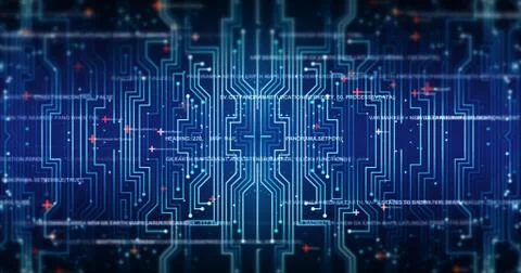 Futuristic Circuit Board Render With Bokeh Effects イラスト素材