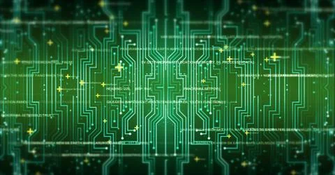 Futuristic Circuit Board Render With Bokeh Effects 库存插图
