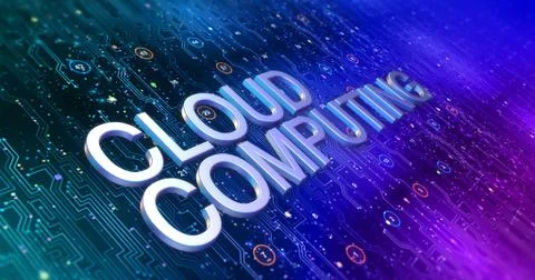 Futuristic Circuit Board Render With Cloud Computing Keyword Stockillustratie