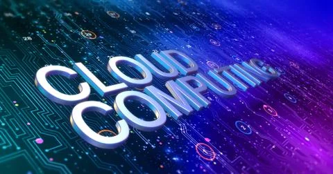 Futuristic Circuit Board Render With Cloud Computing Keyword Ilustração Stock