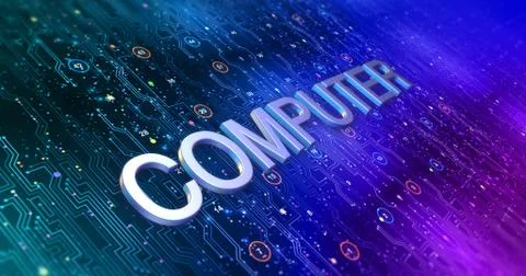 Futuristic Circuit Board Render With Computer Keyword Illustrazione stock