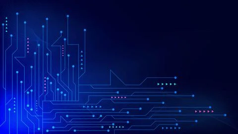 Futuristic circuit board technology. Illustrazione stock