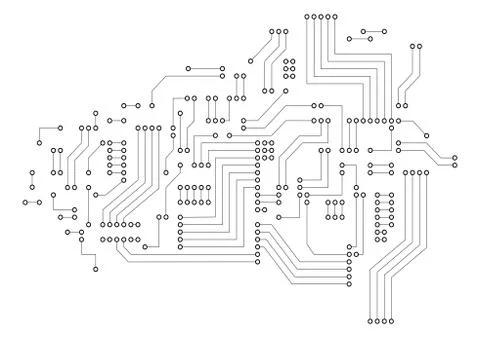 Futuristic circuit board on white background. Digital technology concept. Stock-Illustration