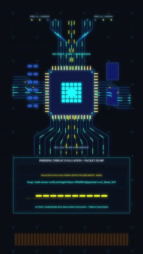 Futuristic circuit chip animation with glowing tech data loop footage Stock Footage 346544854