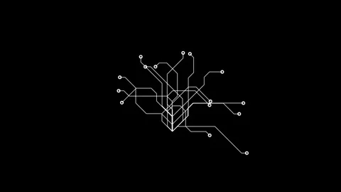 Futuristic Circuit Concept in White Lines on Black Background Stock Footage 341374287