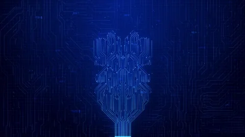 Futuristic Circuit Grid Binary Number Flow Stock Footage 315388885