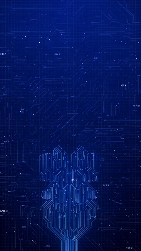 Futuristic Circuit Grid Binary Number Flow Stock Footage 315388918