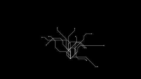 Futuristic Circuit Network on Black Background with White Lines for Technol.. Stock Footage 341374320