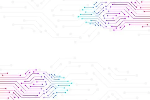 Futuristic Circuit Technology Background with Gradient Lines and Digital Node Stock Illustration