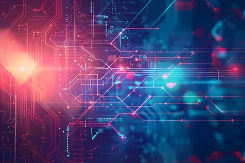 Futuristic circuitry and data stream abstract background Stock Photos