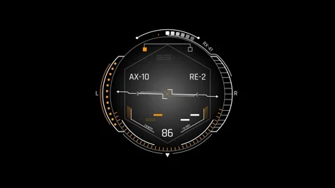 Futuristic Circular Aiming Sight With Dynamic Horizon Reticle Orientation Scale Vidéo 341516625