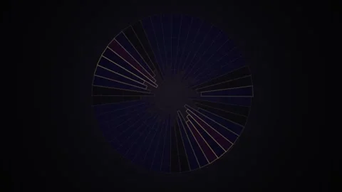 Futuristic circular audio visualizer rotating on dark background Stock Footage 335939315