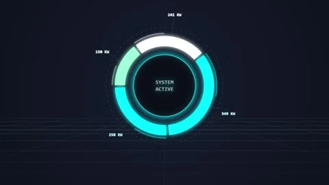 Futuristic Circular Dashboard UI with Data Visualization and Glowing Elements Stock-Footage 348792194