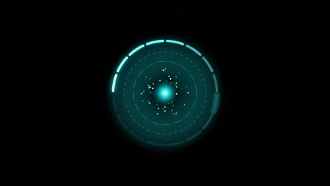 Futuristic circular data interface displaying pulsing light energy particle.. 库存影片 345895910
