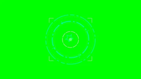 Futuristic circular data interface element on a bright green background Stock Footage 340905017
