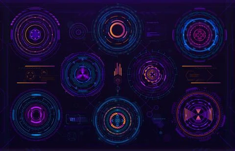 Futuristic circular digital HUD or Sci Fi elements Stock Illustration