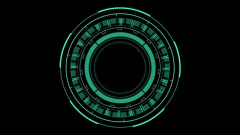 Futuristic Circular Digital Interface with Glowing Blue Elements on Black B.. Stock-Footage 341917977