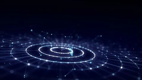 Futuristic of circular flow of particles. Digital cyberspace. Network conne.. Stock Illustration