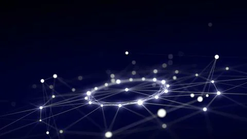 Futuristic of circular flow of particles. Digital cyberspace. Network conne.. Stock Illustration