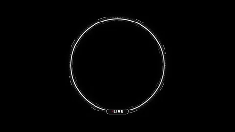 Futuristic circular frame with animated lines and live indicator on black b.. 動画素材 335826342