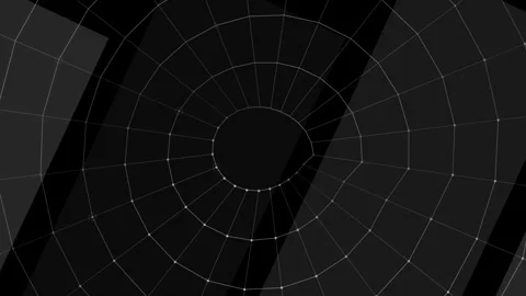 Futuristic circular grid data interface rotating against dark Stock-Footage 343881003