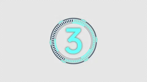 Futuristic circular HUD countdown from 5 to 0 animation with alpha channel Stock Footage 333230283
