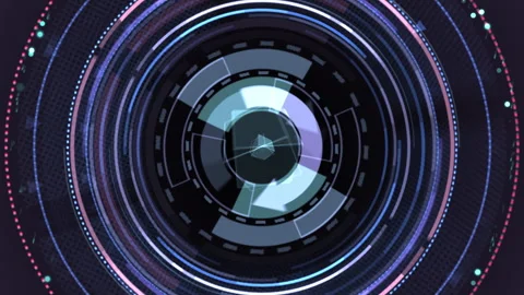 Futuristic Circular HUD Design With Neon Digital Interface Elements Stock Footage 321694093