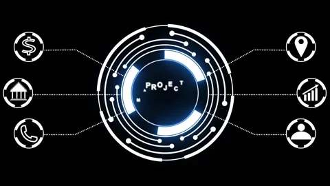 Futuristic Circular HUD Element with animated White Lines and Blue Glow on .. Stock Footage 332059712