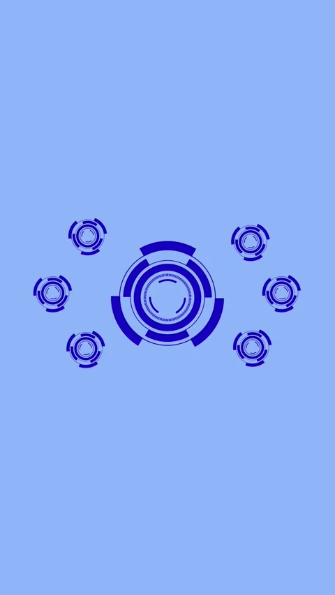 Futuristic circular HUD interface animation in blue on a soft blue backgrou.. Stock Footage 338039418