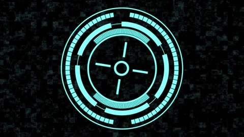 Futuristic Circular HUD Interface with Digital Grid animated Background tec.. Stock Footage 337366483