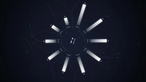 Futuristic Circular HUD Interface with Glowing Bars and Network Connections Stock Footage 348072559