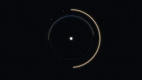Futuristic circular HUD interface rotating with gold and blue glowing elements Stock Footage 348708777