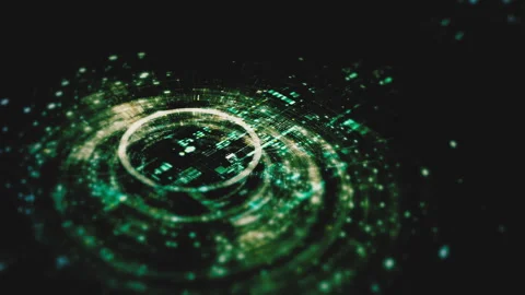 Futuristic circular HUD screen display matrix, hi-tech digital data Stock Footage 287365431