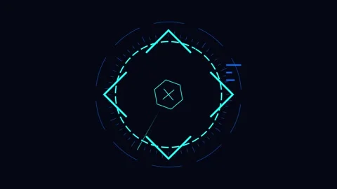 Futuristic circular HUD target interface Stock Footage 345228655