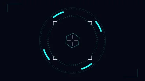 Futuristic circular HUD targeting interface digital element Stock Footage 345228660