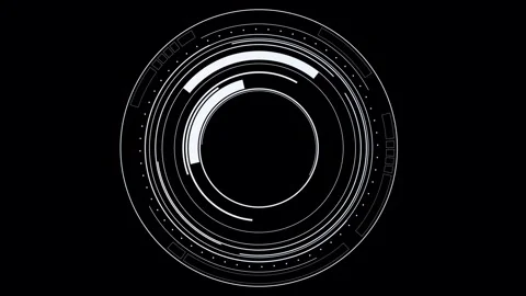 Futuristic circular interface animation with glowing elements on black back.. Stock Footage 332318132