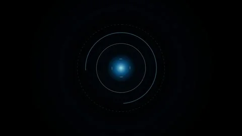 Futuristic circular interface element rotating around glowing blue energy c.. Stock Footage 346880746