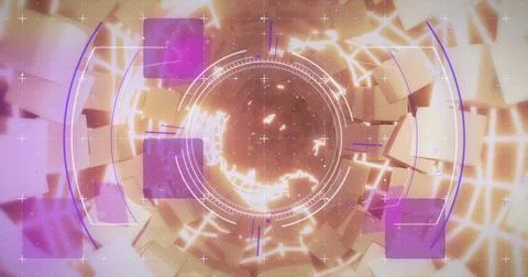 Futuristic circular interface with glowing elements and geometric shapes image Stock Illustration