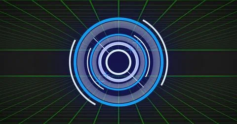 Futuristic circular interface image over grid background Stock Photos