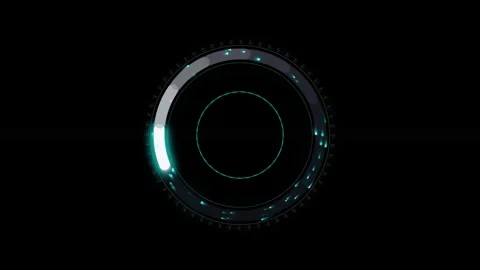 Futuristic circular interface loading progress bar with glowing light beams.. Stock Footage 345895854