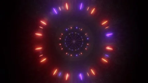 Futuristic Circular Light Pattern Sci-Fi Glowing Rings Stock Footage 303139872