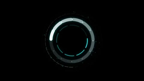 Futuristic circular loading bar animation rotating on black background for .. Stock Footage 345897291