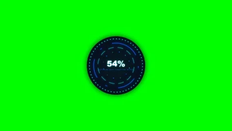 Futuristic Circular Loading Bar with Percentage Counter on Green Screen Video stock 344829916