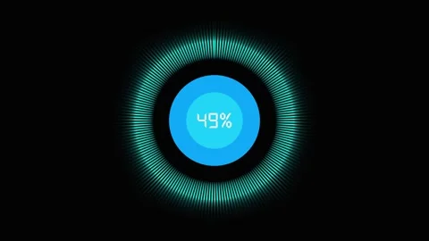 Futuristic Circular Progress Indicator Showing Thirty Percent Charge Level .. Stock Footage 321591875