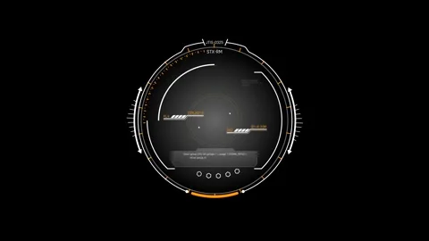 Futuristic Circular Radar Sight With Multiple Target Markers Tracking Data Stock Footage 341516620