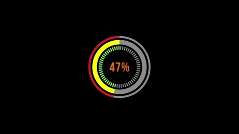 Futuristic Circular Radial Loading Progress Bar Counter 0 to 100 Percent Loop Video stock 341644554