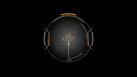 Futuristic Circular Sensor Sight With Central Target Reticle Rotating Scales Vidéo 341516631