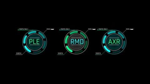 Futuristic Circular Status Gauges With Segmented System Indicators Stock Footage 344960990